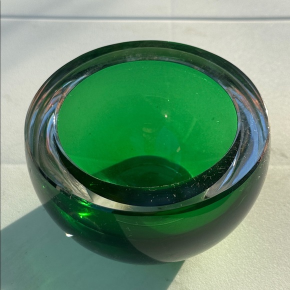 Vtg Rare St Louis Crystal France Art Glass Emerald Green Mini Bowl Ashtray 4” - Picture 2 of 6
